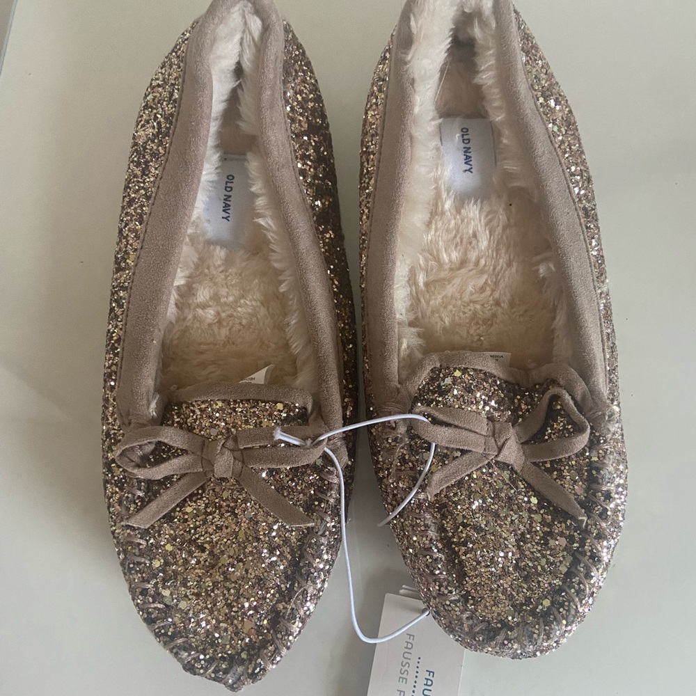 Old navy glitter moccasin slippers